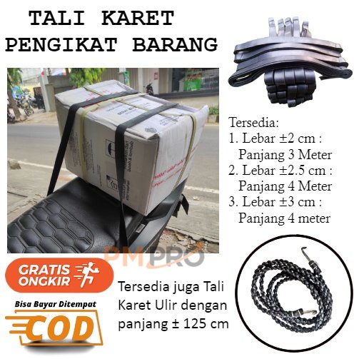 Tali Karet Ban Tebal Kuat Panjang 4 Meter Elastis Pengikat Barang Bagasi Motor Mobil