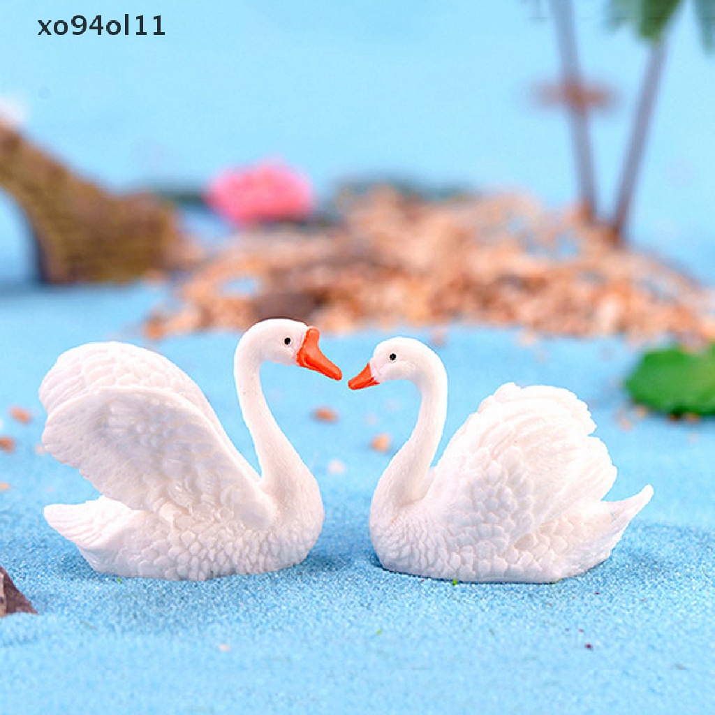 Xo Resin Swan Patung Miniatur Taman Peri Dekorasi Rumah Boneka Lanskap Mikro OL