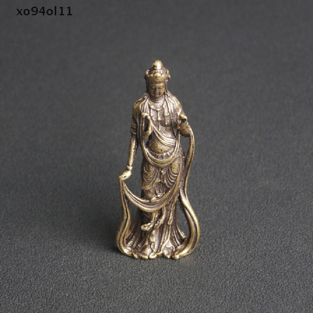 Xo Baru Koleksi Cina Kuningan Diukir Kwan-Yin Guan Yin Buddha Indah Patung OL