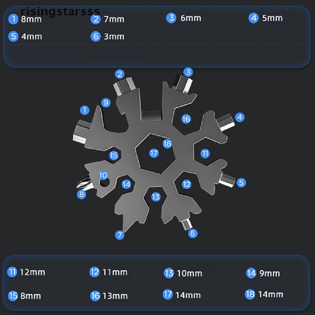 Rsid Span-new 18-in-1 Kepingan Salju Stainless Steel Multi Tool Herramienta 18en 1al Alat Copo De Nieve Llave Multiusos Jelly