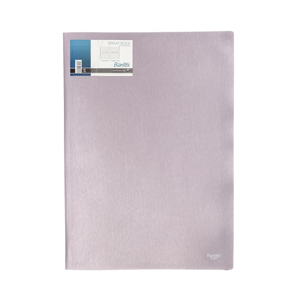 

Bantex Display Book Clear Holder With Zipper Bag Folio F4 10 Pocket Lilac