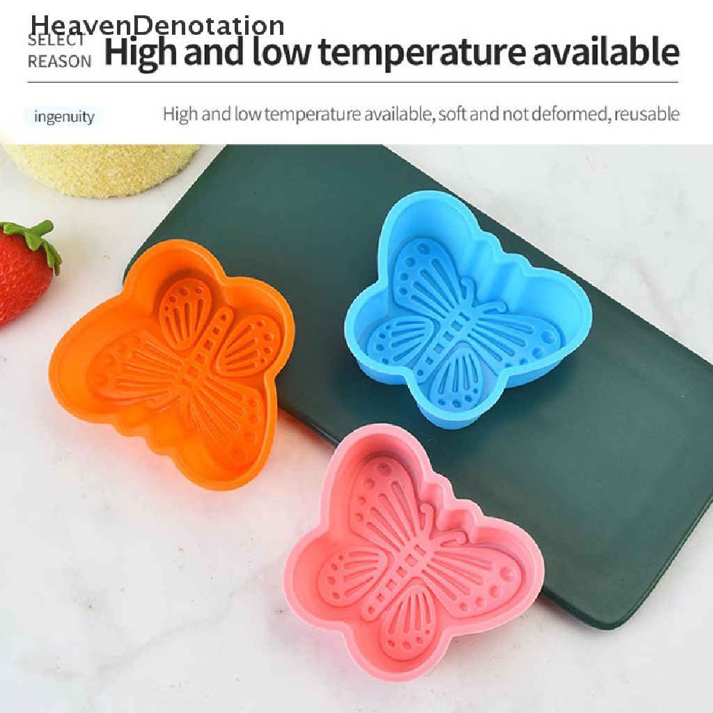 [HeavenDenotation] 4pcs Cetakan Silikon Bentuk Kupu-Kupu Cetakan Cupcake Baking PJelly Egg Tart Mold HDV