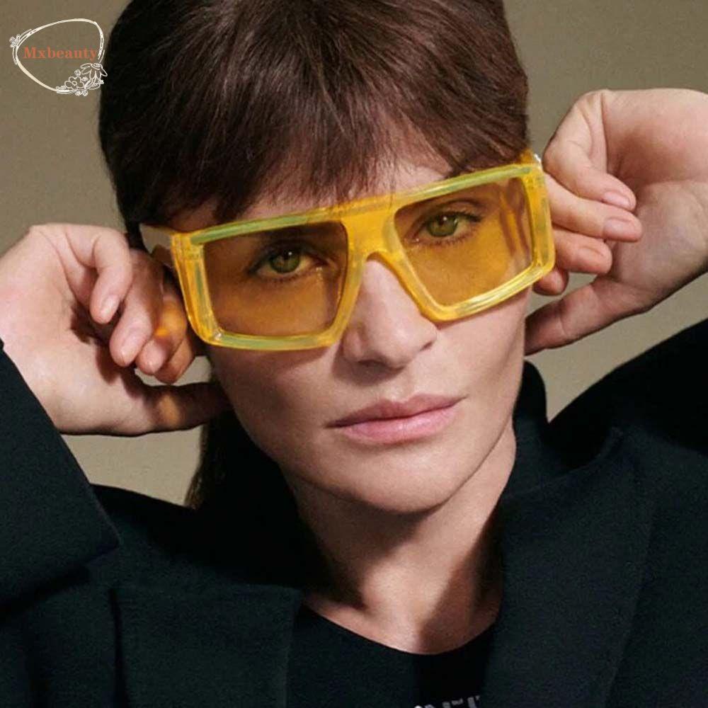 Mxbeauty Oversized Sunglasses Colorful Pria Bingkai Besar Anti UV Square Sun Eyewear Big Frame Kacamata Matahari