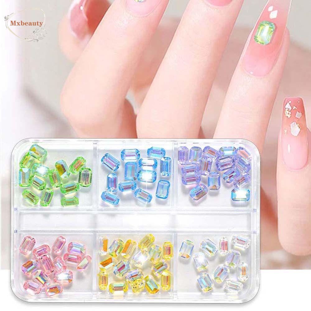 Mxbeauty Aurora Dekorasi Kuku Wanita 6grid Berbentuk Oktagonal Manikur Aksesoris Hiasan Kuku Ins Gaya Perhiasan Kuku