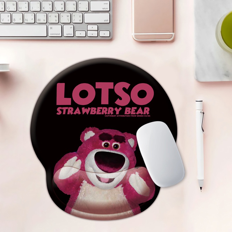 Seri Warna Gelap Strawberry Bear Mouse Pad Silicon Wiring Mouse Pad Silicon Turbus Type INS Anti -Schiping Mouse Pad