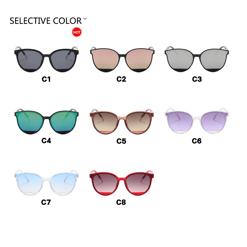 (YUZHU) Kacamata Hitam Bingkai Bulat Fashion Korea Untuk Wanita Retro Fashion Oversized Frame Candy Color Sunglasses