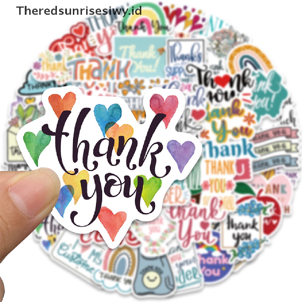 # Kado Mom &amp; PAPA DIY # 50pcs Stiker Tahan Air Buku Tulis Koper Hias Thank You Inspiratif~