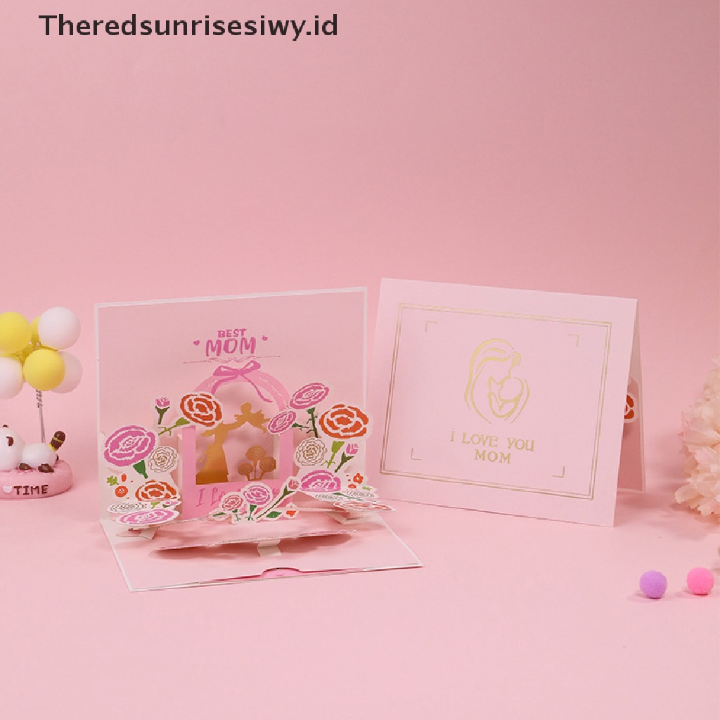 # Kado Mom &amp; PAPA DIY # 3d Up Mother's Day Card Greeg Flowers Bouquet Hadiah Ulang Tahun Ibu Istri~