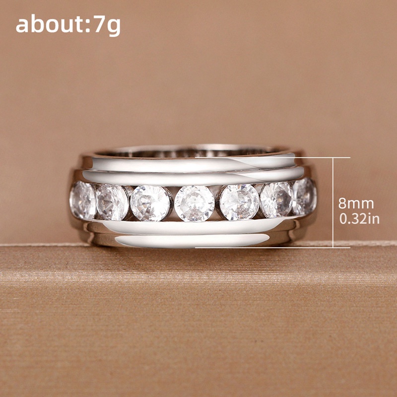 Cincin Pasangan Warna Silver Dengan Cubic Zirconia Bulat Desain Serbaguna Sederhana Pernikahan Band Lover's Rings Statement Jewelry