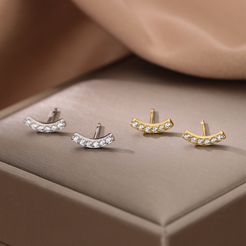 Magic789 Ins Trendi Emas 14 K Bersinar Kristal Smiley Stud Anting-Anting Untuk Wanita Perempuan Chic Berkilau Zirkon Anting-Anting All-match Telinga Perhiasan Pakaian Sehari-Hari