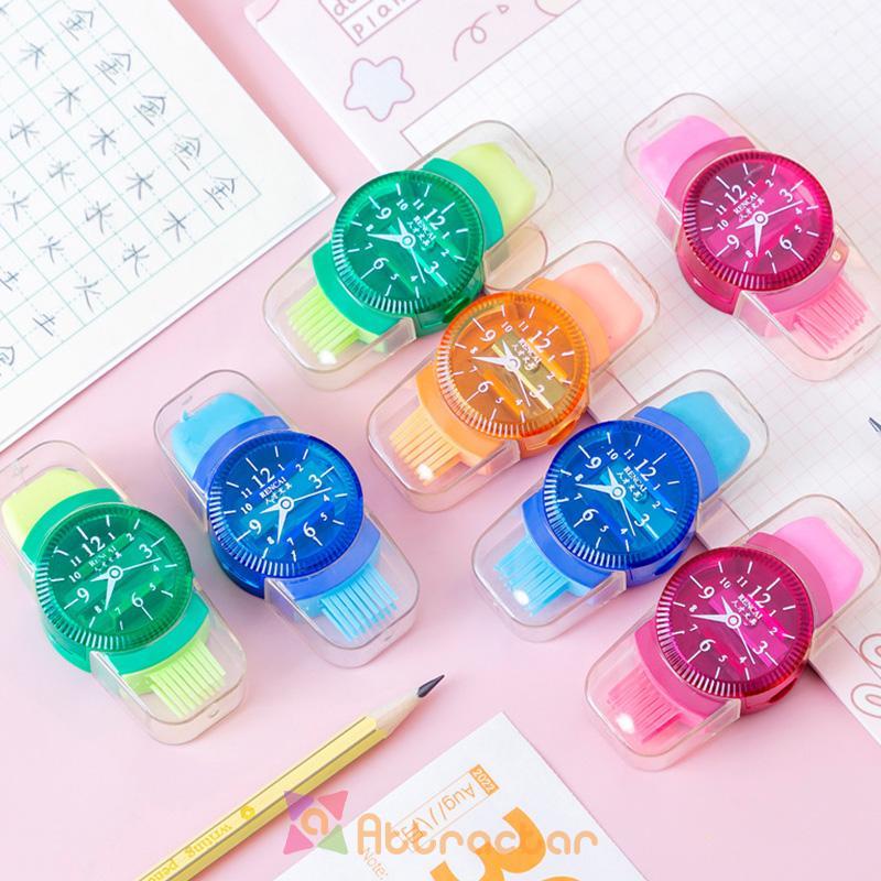 

✨In Stock Kuas Rautan Pensil Gaya Jam Tangan Kreatif Kombinasi Rautan Pensil Karet Tiga-dalam-Satu-AT