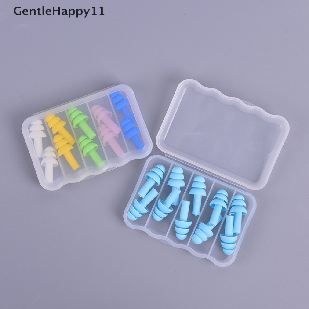 Gentlehappy 5pasang Penyumbat Telinga Silikon Penyumbat Telinga Tidur Pengecil Kebisingan Renang Earplug id