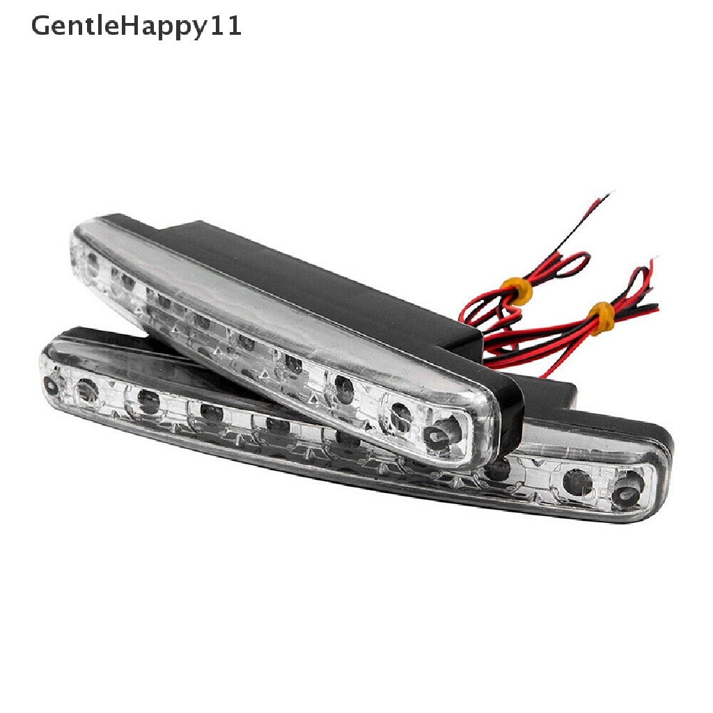 Gentlehappy New 2X Mobil 8led DRL Fog Driving Daylight Siang Running Light Head Lamp Putih id