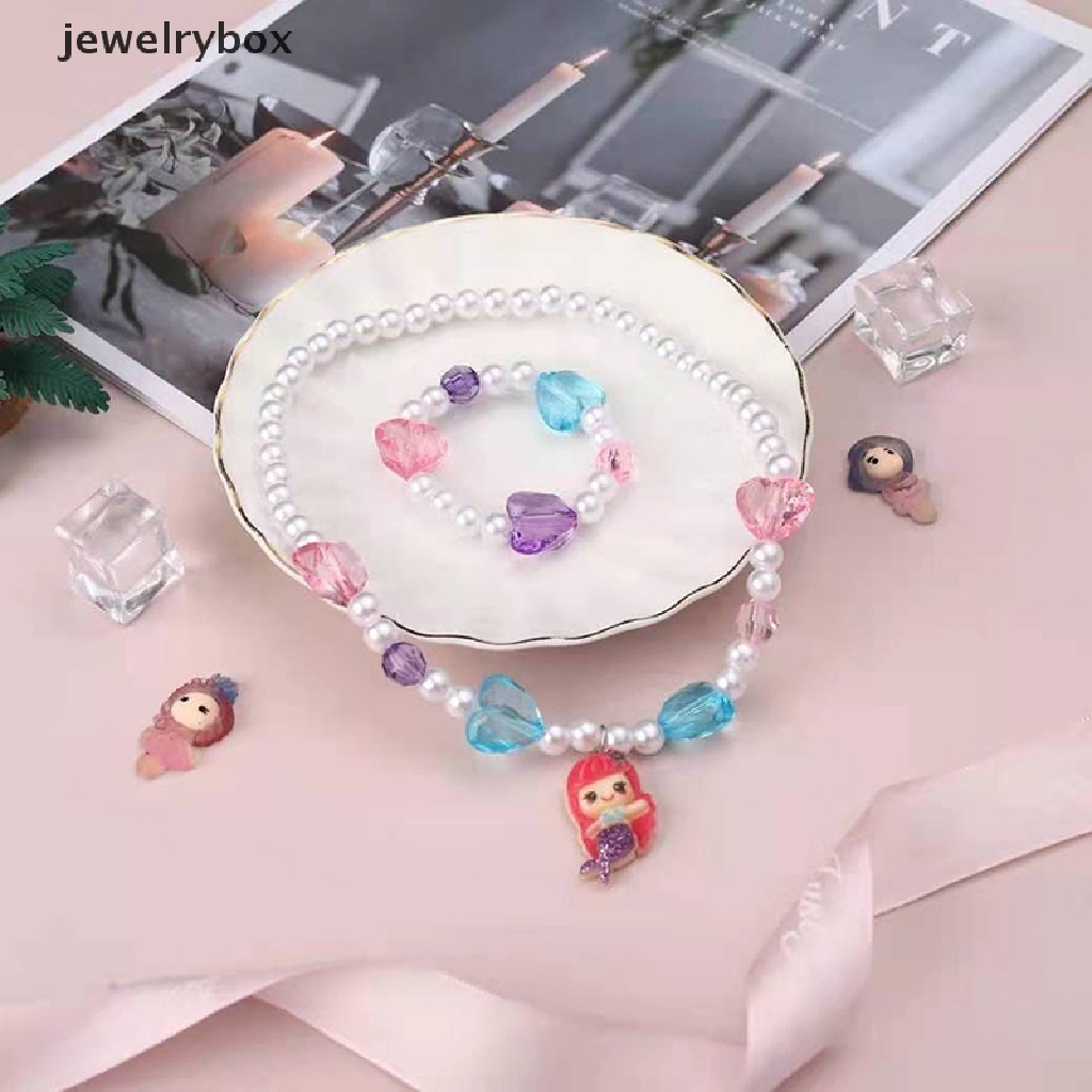 [jewelrybox] 1set Lucu Kartun Unicorn Hujan Kalung Gelang Untuk Gadis Lucu Liontin Aksesoris Fashion Mermaid Putri Perhiasan Butik