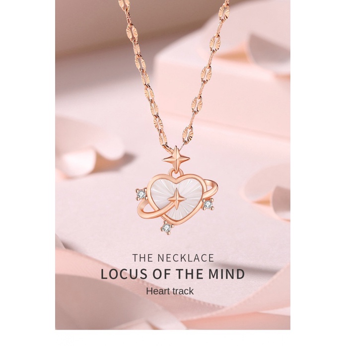 Cinta Kalung Perempuan All-Match Niche Desain Berbentuk Hati Fritillary ins Rose Gold Bintang Klavikula Rantai925 Sterling Silver