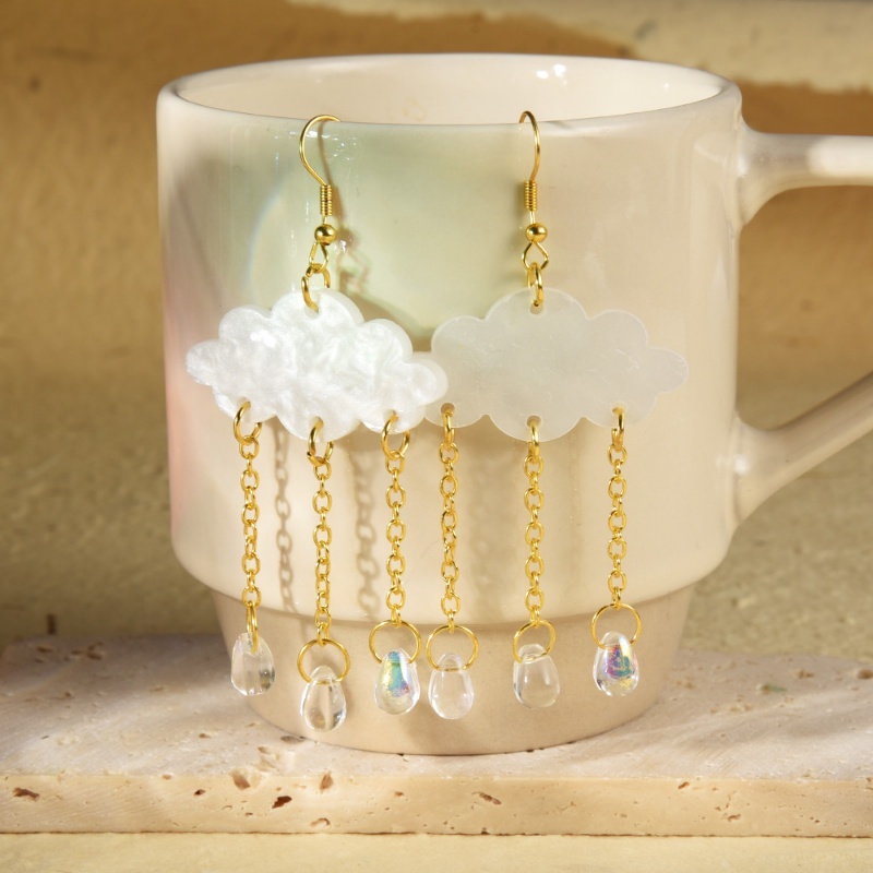 Indah Chic Akrilik Awan Hujan Anting Wanita Gadis Elegan Kristal Teardrop Anting Fashion Trendi Baru Yang Indah Drop Earrings