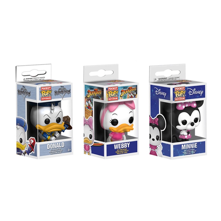 Original Funko POP Disney Donald Minnie Webby Boneka Gantungan Kunci PVC Anime Action Figure Liontin Key Ring