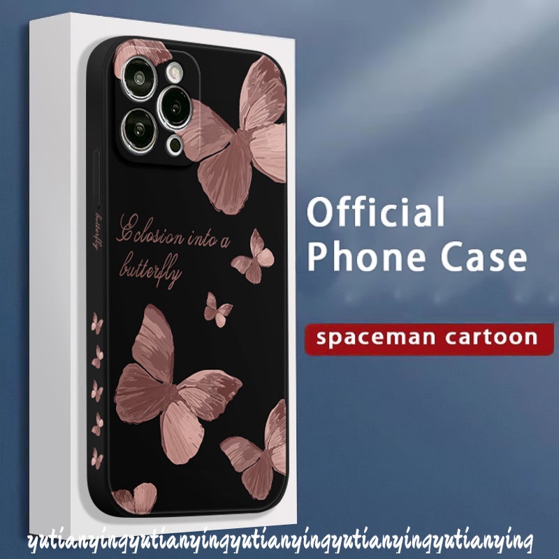 IPHONE Casing Belakang Tpu Lembut Motif Tepi Lurus Kompatibel Untuk Iphone11 13 12 14 Pro Max7 6S 6 8 Plus XR XS X Max SE 2020 Fantasy Butterfly Phone Case