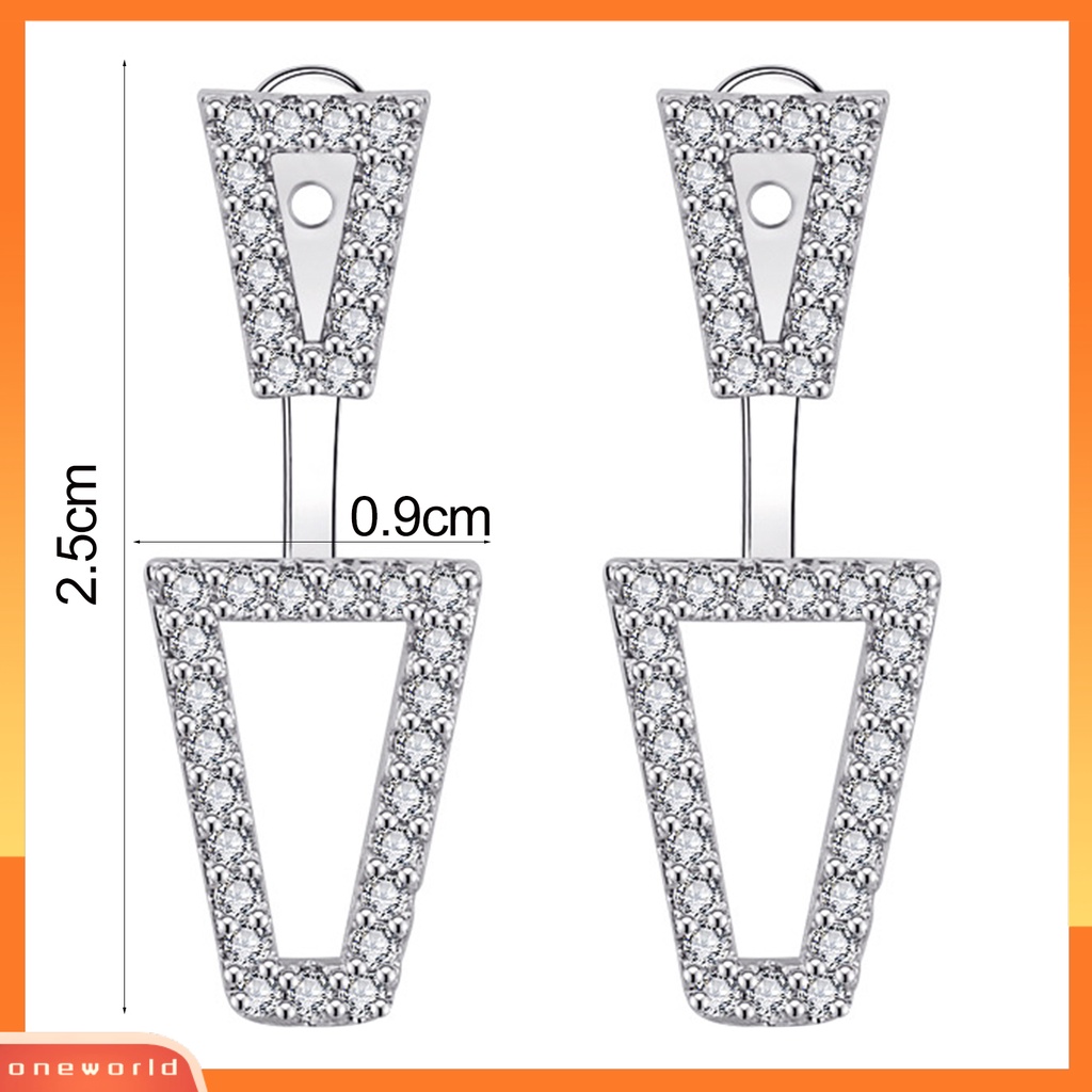 [EONE] 1pasang Anting Tusuk Dual Wearing Ways Geometri Hadiah Warna Silver Berlian Imitasi Mengkilap Women Earrings Untuk Pacaran