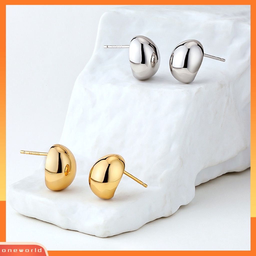 [EONE] 1pasang Stud Earrings Electroplating Geometric Shiny High-polished Piercing Dress Up Nickel-free Simple Mini Plated Women Earrings Perhiasan Aksesori