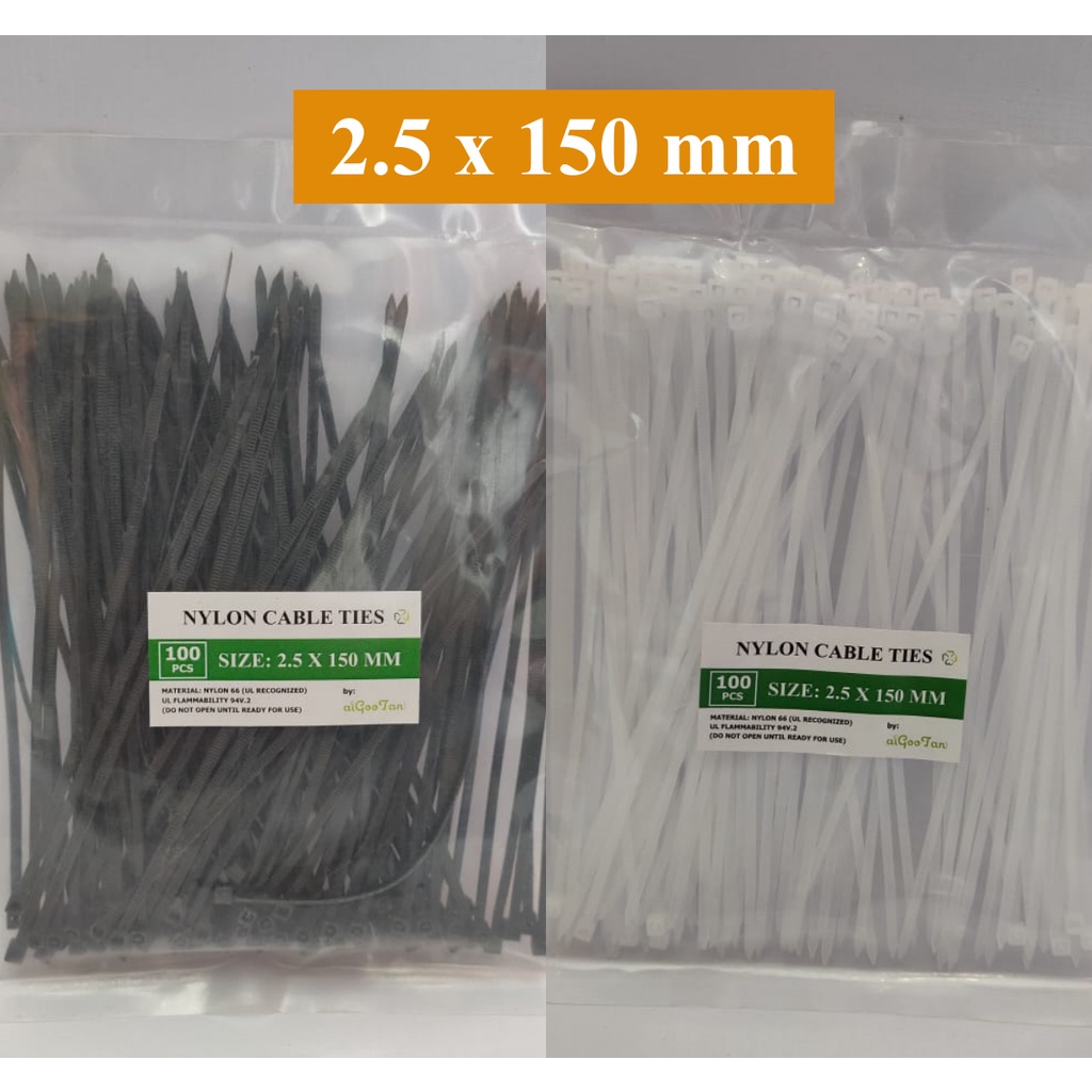Norden - CABLE TIES 150 MM ISI 100 - Pengikat Plastik Olshop 15 cm Kabel Tie Dasi Tali Serut Nylon M