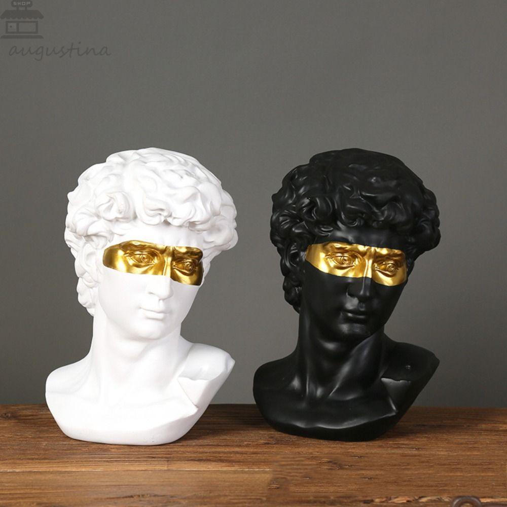 Agustina David Bust Statue blindfolded Minimalist Vintage Head Portrait Decoration Dekorasi Rumah Hiasan Desktop Menggambar Praktek Resin Kerajinan Patung Karakter