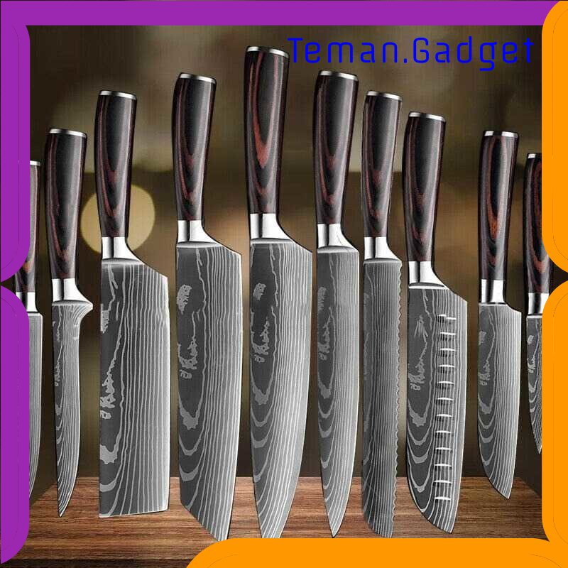 TG -  DPR Xituo Set Pisau Dapur Damascus Pattern Stainless Steel 4 PCS - DL4-A