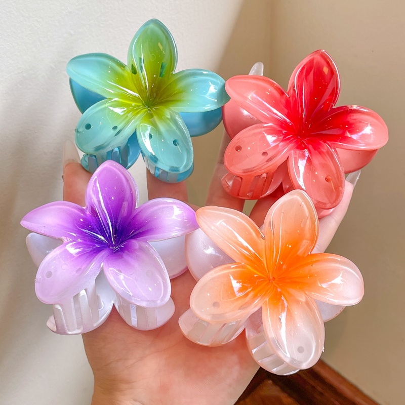 Klip Jepit Bunga Warna-Warni Dengan Kepala Belakang Sendok Rambut Cakar Hiu Manis Klip Untuk Wanita High Grade Sensory Hair Clip Headwear