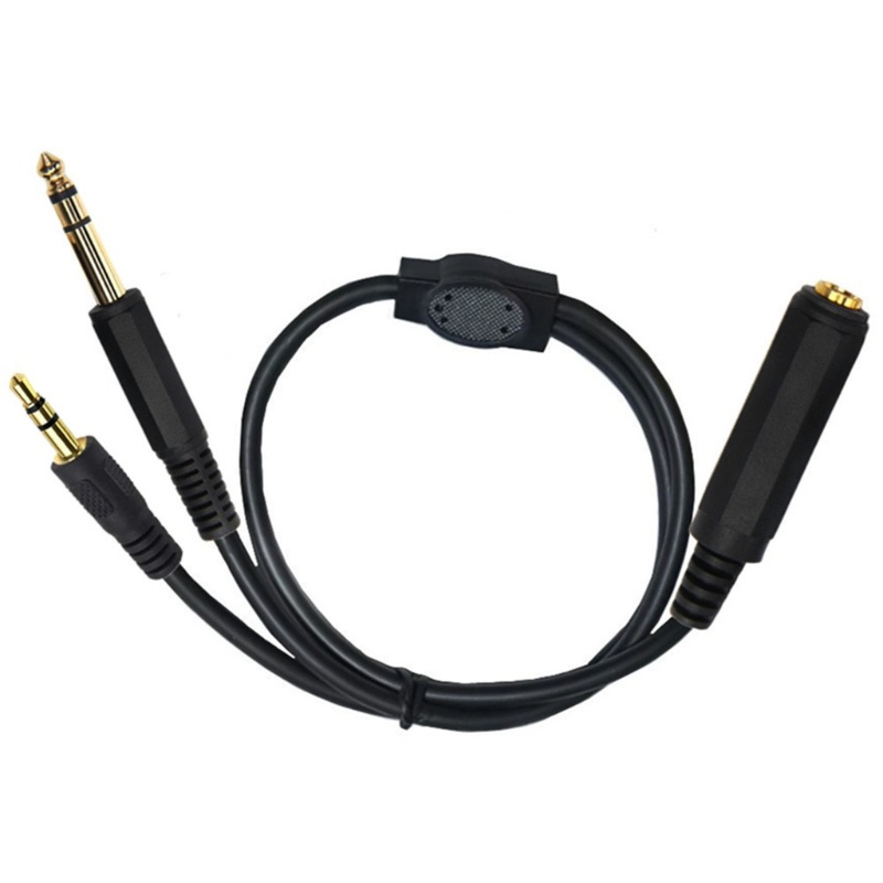 Cre Spliter Cable 6.35mm Female to 6.35mm Male+3.5mm Male Headphone Cable Kabel Untuk Gitar, Perangkat Laptop