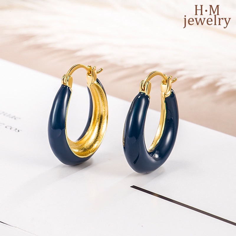 Anting S925 Perak Vintage Klein Biru Anting Rasa Tinggi Elegan2023Baru
