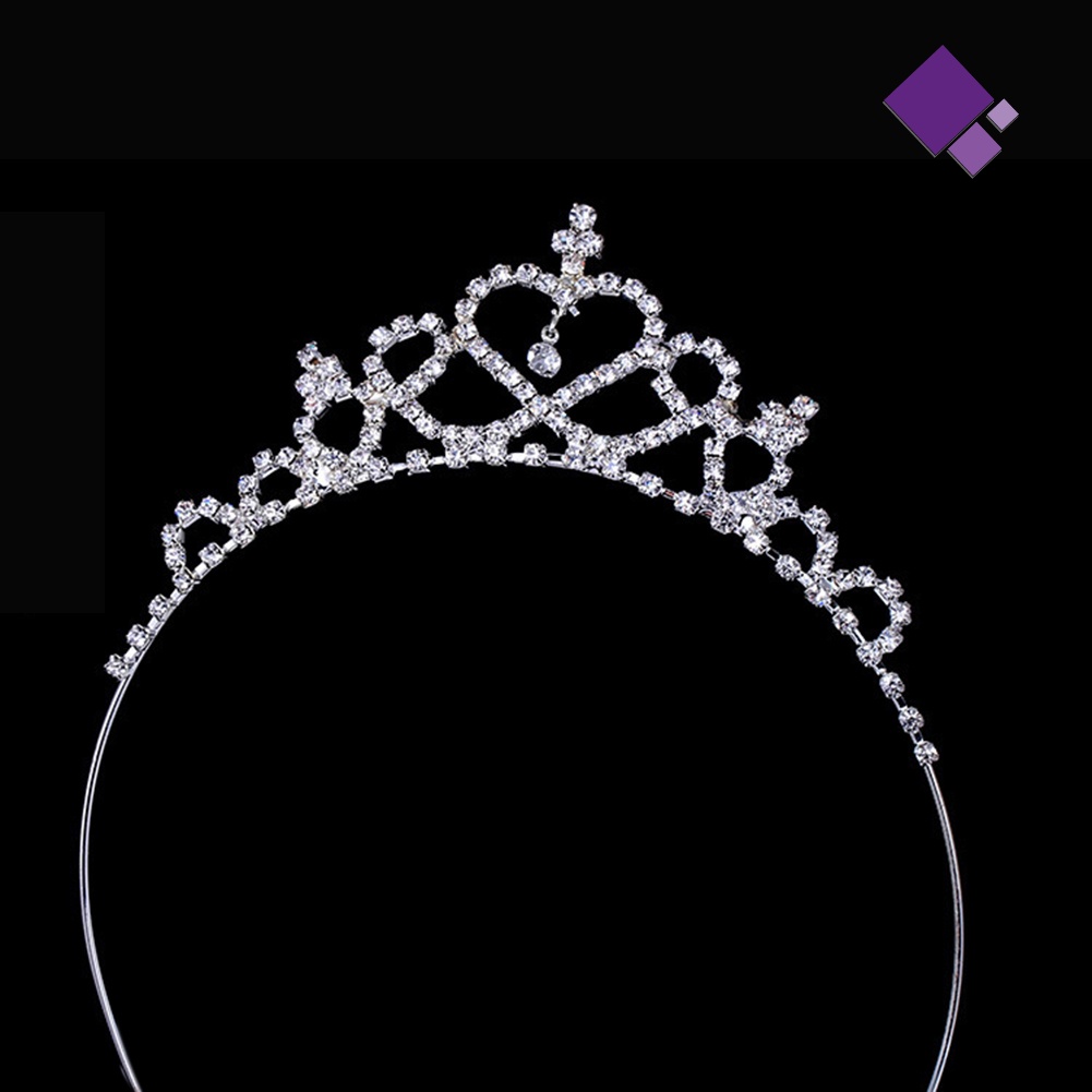 &lt; Naiveblues &gt; Mahkota Indah Berlian Imitasi Anak Gadis Putri Tiara Menari Pesta Hiasan Kepala