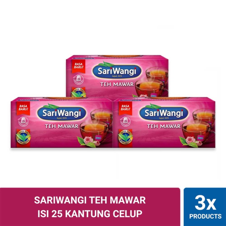 

Sariwangi Teh Mawar Isi 25 Kantung Celup Triplepack