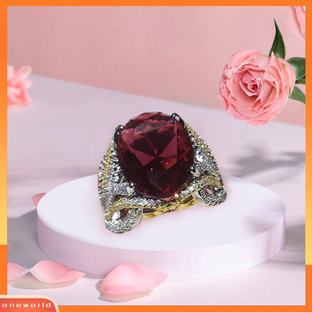 [EONE] Wanita Cincin Vintage Estetik Berlian Imitasi Mengkilap Hias Berkilau Hadiah Faux Gemstone Wedding Ring Perhiasan Aksesoris Untuk Pacar