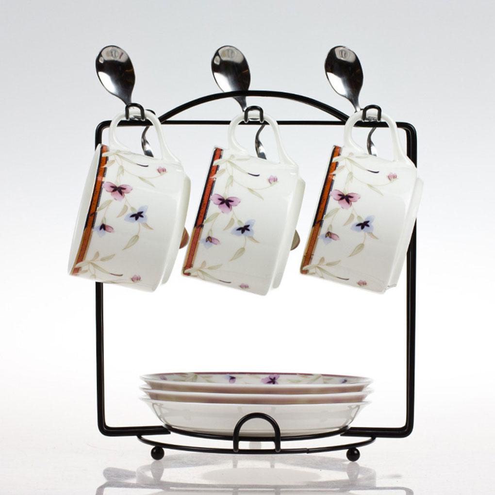 Tempat Gelas Kopi Stainless Steel Portable Anti Korosif 6kait Rumah Dapur Cafe Mug Piring Stand Base Aksesoris