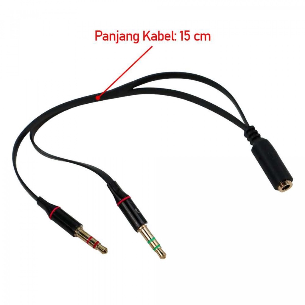 Kabel AUX Splitter Audio Jack Female to Dual 3.5mm Male Mic-Hear 15cm