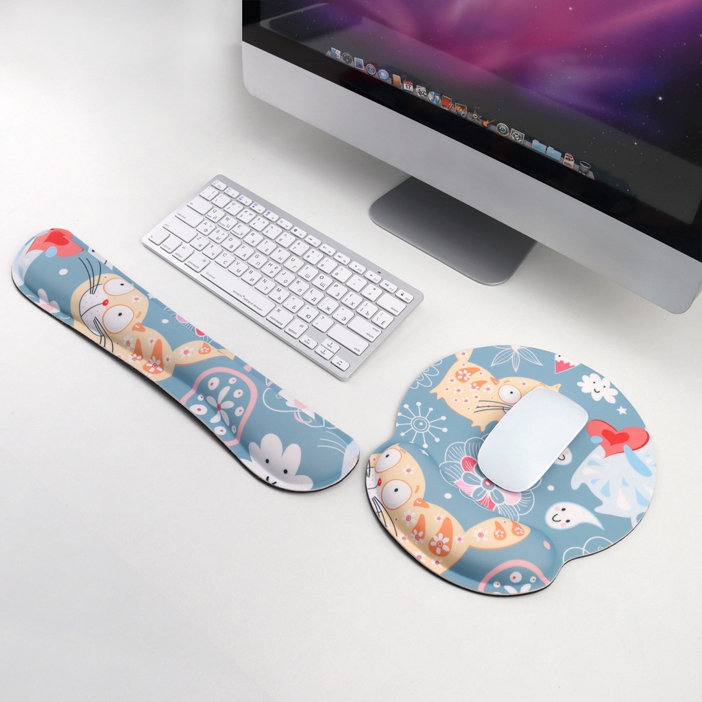 Wrist Rest Support Wrist Rest Pad Alas Mouse Ergonomis Cat Air Bunga Mawar Wisteria Owl Pesley Kartun Ruang Pelabuhan Kapal Lukisan Minyak Peta Dunia Memory Foam Mouse Pad