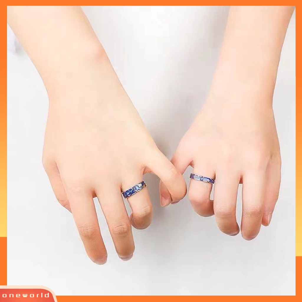 [EONE] 1pc Lover Ring Simple Style Silver Plated Geometric Adjustable Opening Design Dress Up Hadiah Anniversary Pria Wanita Langit Berbintang Cincin Jari Pasangan Perhiasan Aksesori Busana