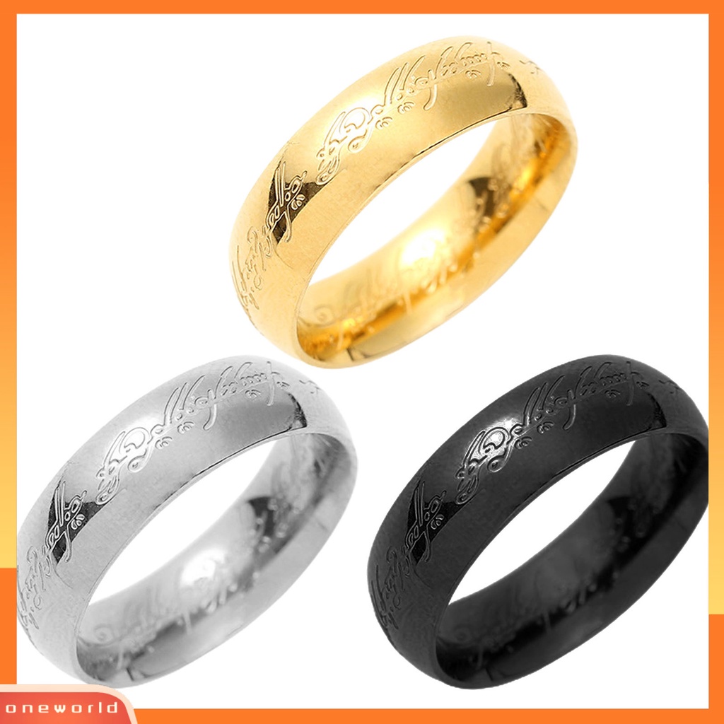 [EONE] Jari Cincin Poles Kilau Terang Indah Ukiran Geometris Anti Luntur Eropa Amerika Hitam Emas Perak Pria Cincin Perhiasan Aksesori