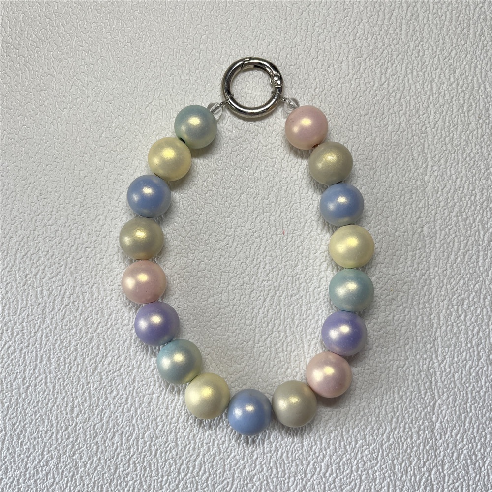 Ins Jantung Gantungan Kunci Rantai Ponsel Anti Hilang Lembut Tembikar Tali Tali Lanyard Manik-Manik Akrilik Warna-Warni Kasus Ponsel Kabel Gantung