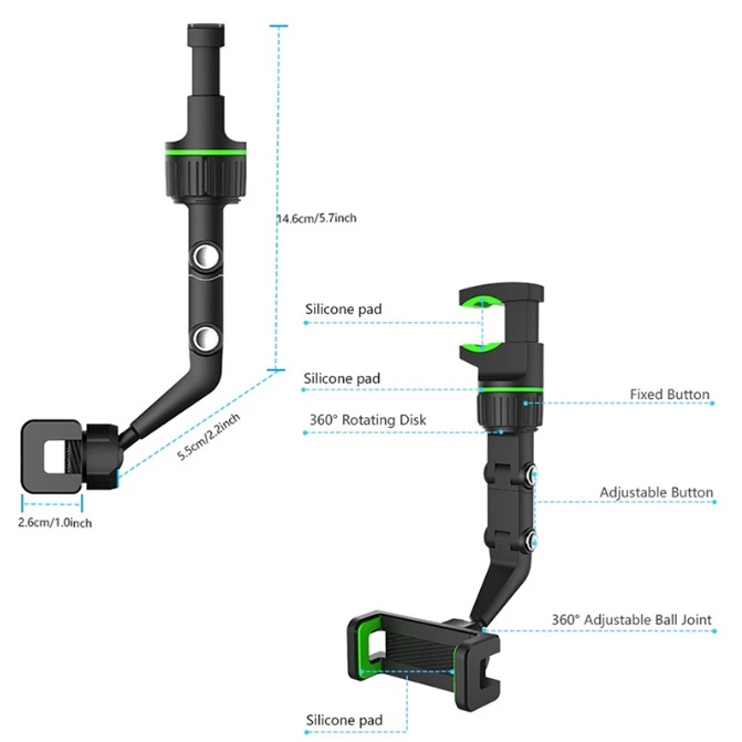 KeiKei HD55 Car phone holder Original penyangga hp di mobil rearview mirror kaca tengah mobil jepitan Stand Handphone gagang