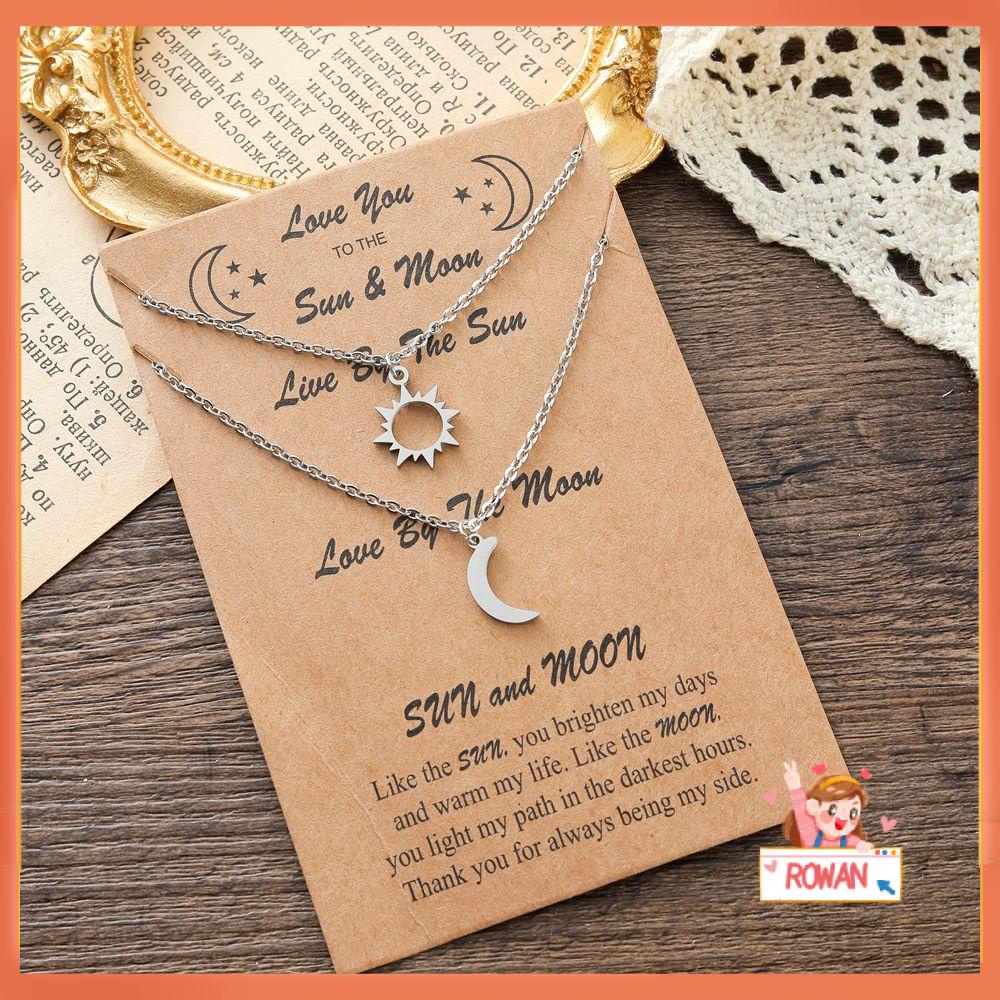 R-flower Moon Sun Necklace Lovers Stainless Steel Wanita Pria Kalung Klavikula