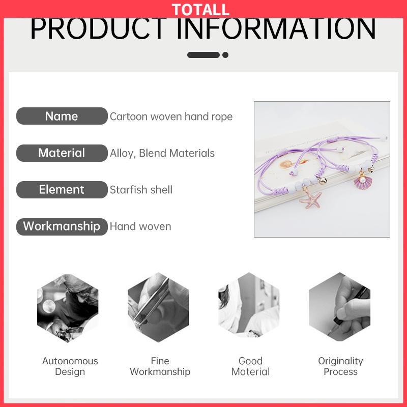 COD Gelang serut bintang laut rajutan kerang lucu gelang Tali Desain-Totall