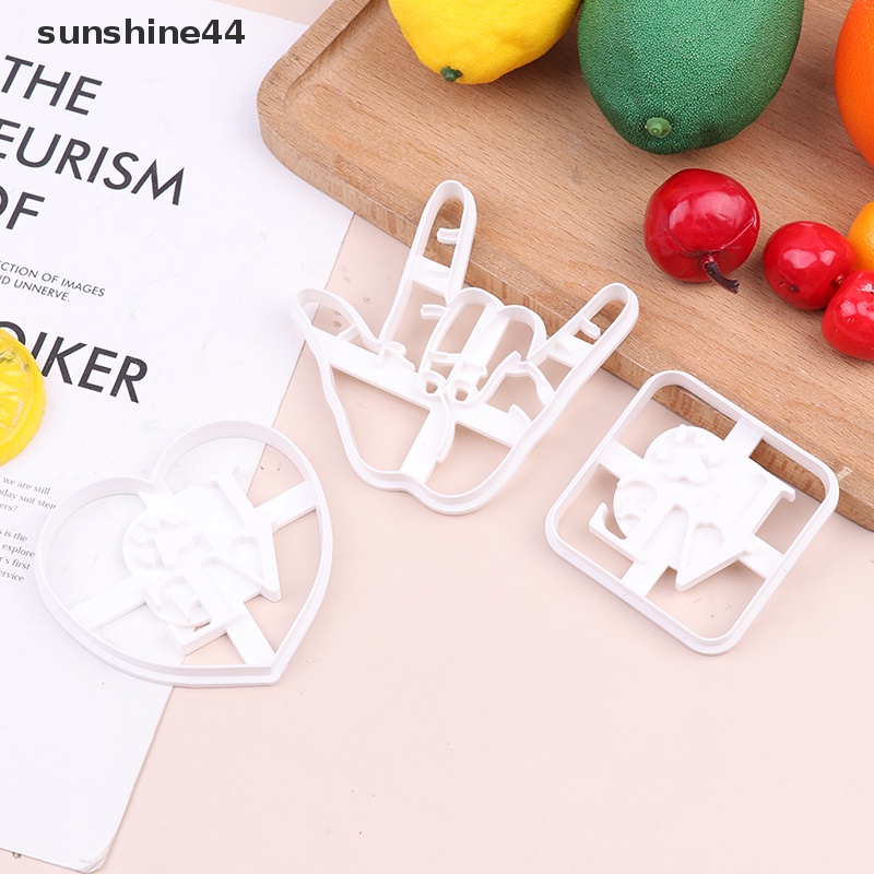 Sunshine Love You Heart Hand Gesture Diy Cetakan Fondant Pemotong Kue Kering Plastik Putih ID