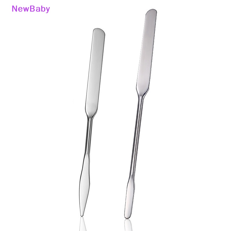 Newbaby 1PCS Kepala Ganda Alat Spatula Pencampur Makeup Kosmetik Bahan Stainless Steel Untuk Palet ID