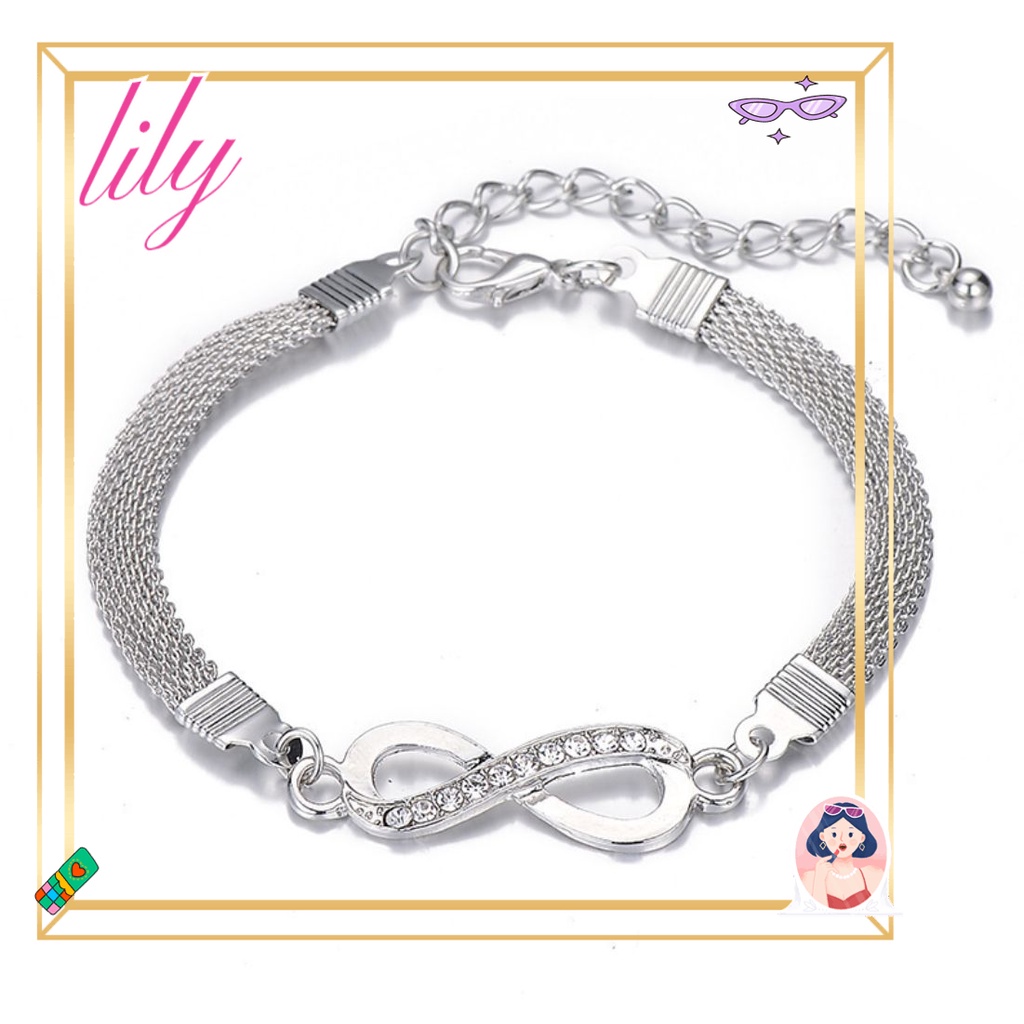 Lily Infinity Bracelet Charm Gelang Angka8 Gaya Bohemian Pria Wanita