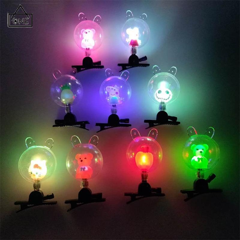 COD❤️Jepit rambut bola bobble pemancar cahaya LED Kartun kreatif Hiasan kepala yang lucu-A.one