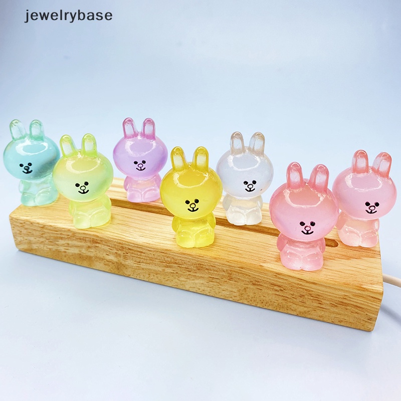 [jewelrybase] Kartun Lucu Kelinci Bercahaya DIY Miniatur Kerajinan Tangan Ornamen resin accessorie Butik