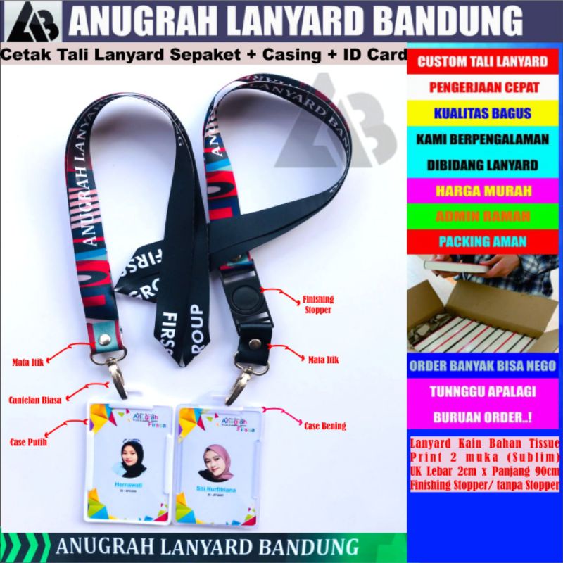 

Promo cetak tali lanyard 1,5 cm 2 sisi , id card custom sepaket id card dan casing/sepaket lanyard,id card,casing yang berkualitas
