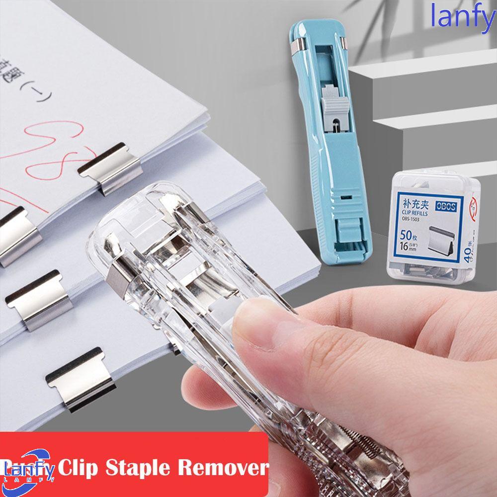 Lanfy Paper Clipper with Refill Metal Clip 6warna Aksesoris Kantor Siswa Stationary Perlengkapan Sekolah Memperbaiki Organizing Stapler Klip Pengikat Kertas