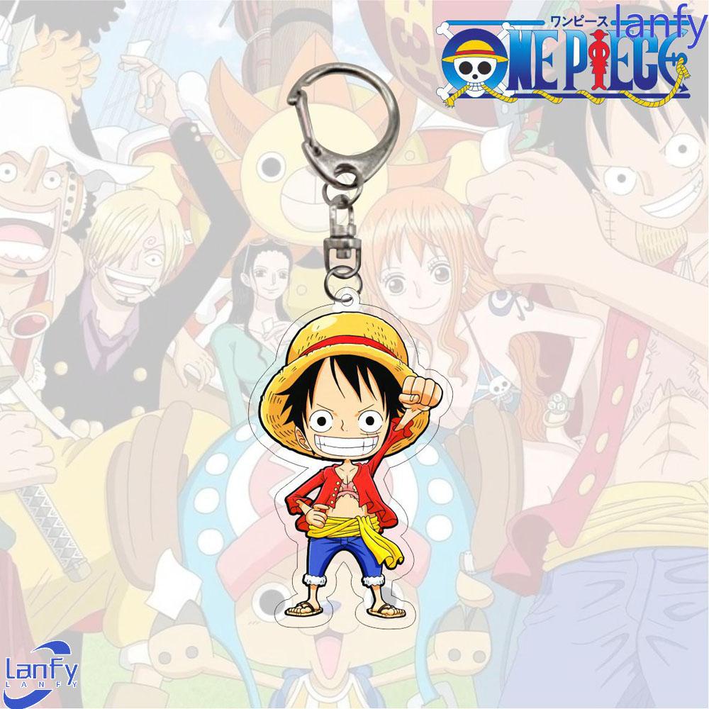 Lanfy Luffy Gantungan Kunci Luffy Hadiah Dua Sisi Liontin Scultures Acrylic Key Ring